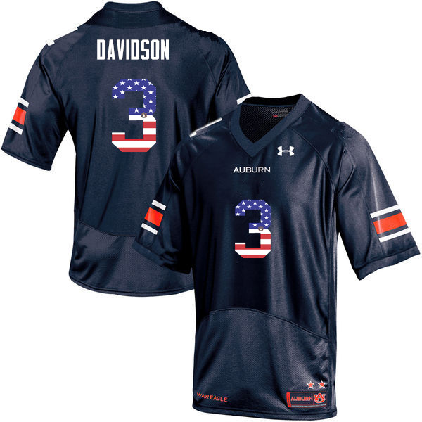 Auburn Tigers Men's Marlon Davidson #3 Navy Under Armour Stitched College USA Flag Fashion NCAA Authentic Football Jersey VFC3074EF